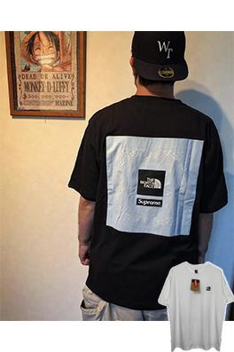 シュプリーム偽物 × ノースフェイス    コラボ半袖Tシャツ メンズ レディースファッション 高品質