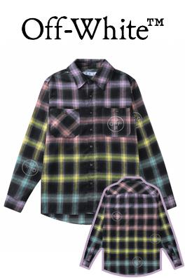 特別T-Shirt  オフホワイト チェック シャツ   OWカラーチェックホットピース シャツ