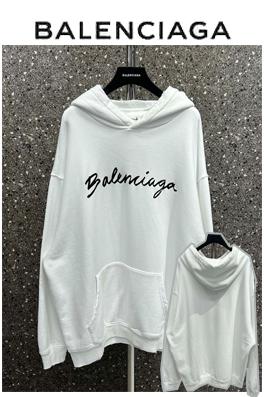バレンシアガ人気高品質フード パーカー  BALENCIAGAサインの文字 　 ブラック・ホワイト