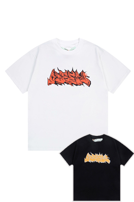 23新品!! オフホワイトコピープリント半袖Tシャツメンズフ...