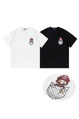 23新品!!ルイヴィトンコピープリント半袖Tシャツメンズファ...