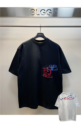 コラボ✦ グッチ x バレンシアガ GG & BB 刺繍半袖Tシャツ