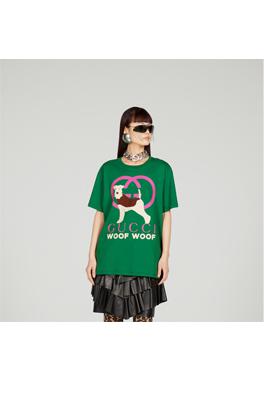 グッチ 半袖Tシャツ  23ss春夏 Woof Woof  プリント綿短袖Tシャツ