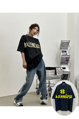 バレンシアガ 半袖Tシャツコピープリント半袖Tシャツ メンズ...