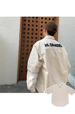 ジルサンダーシャツ スーパーコピー   JIL SANDERのシンプルなバックプリントのカップル向けワイドフィットショートスリーブシャツ