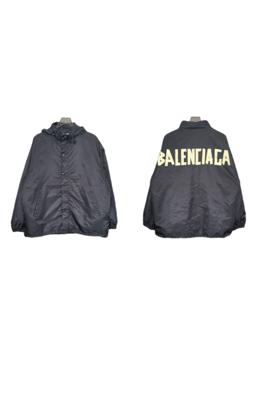 バレンシアガ ジャケットスーパーコピー  BALENCIAGA アウター   23 TAPE TYPEのロゴ入りジップアップフード付きブルゾンジャケット