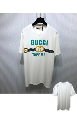 グッチ「Tape Me」プリントのビーズ刺繍半袖Tシャツ