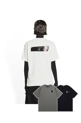 バレンシアガ 半袖Tシャツ コピー コーラ刺繍のクラシックな黒いビニール半袖Tシャツ