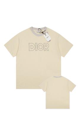 ディオール 半袖Tシャツ スーパーコピー DIOR 刺繍とカラーブロックのショートスリーブTシャツ