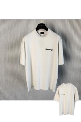 バレンシアガ  半袖Tシャツ コピー  BALENCIAGA  ミニ文字プリントラウンドネック半袖Tシャツ