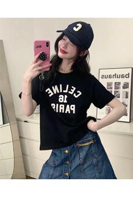 セリーヌ 半袖Tシャツコピー   アルファベットプリントロゴの半袖Tシャツ