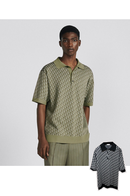 ディオール 半袖Tシャツ Oblique 編み提花襟付きPOLO  Tシャツ