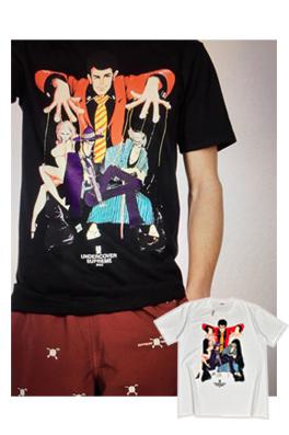シュプリーム 半袖Tシャツ   SUPREME  X UNDERCOVER Lupin Tee   ルパン三世漫画人物プリントのショートスリーブTシャツ