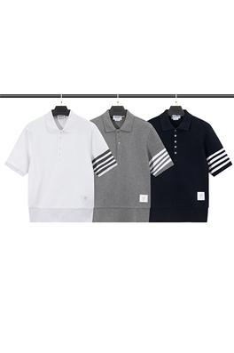 トムブラウン 半袖Tシャツ スーパーコピー THOM BROWNE ワッフル素材ターンダウンカラーショートスリーブ