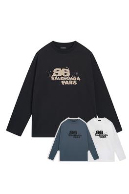 バレンシアガ 長袖 Tシャツコピー   BB手描きダビング風長袖Tシャツ