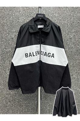 バレンシアガ アウター スーパーコピー ロゴ切り替えデニム素材のジャケット、後ろ防風仕様スムーズジップキューブネック
