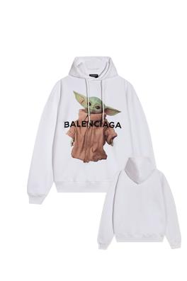 バレンシアガ  パーカー スーパーコピー BALENCIAGA  エイリアンのヨーダプリント連帽パーカー、克重520g、快適で厚みのある質感