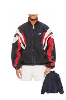 バレンシアガ ジャケット スーパーコピー BALENCIAGA カラーブロック立ち襟デニムジャケット - スタイルと快適さの融合