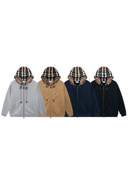 バーバリー  ジャケット アウター  BURBERRY   チェック柄のコットンブレンドジップアップフード付きアウター