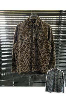 フェンディデニムジャケットスーパーコピー  フルプリントの文字ロゴとカスタムハードウェア仕様のデニムシャツジャケット