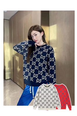 グッチセーター GUCCIスーパーコピー GGロゴフルプリントのウールセーター