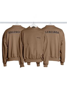 バレンシアガスウェットTシャツ   ベーシックな前後BALENCIAGA 刺繍入りルーズフィットラウンドネックスウェット