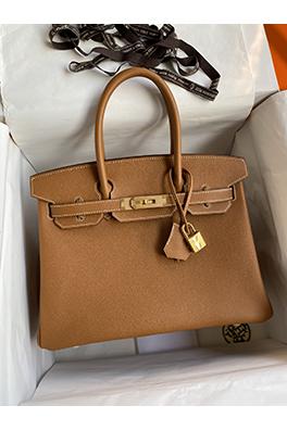 エルメス バーキン 30 コピー   Birkin 30 cm 輸入エプソムレザーゴールドブラウンバックル 全て手縫い 人気  バッグ