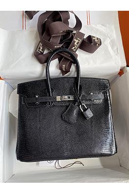 エルメス バーキン 25 Birkin 25 cm輸入トカゲ革ブラックシルバーバックルバッグ