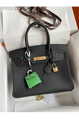 エルメスバーキン30  高品質のブラックゴールドバックルハンドバッグ
