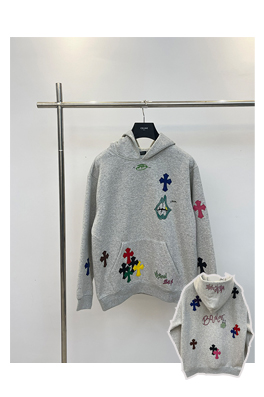 クロムハーツ   パーカー スーパーコピー CHROME HEART カラーハンドペイント十字架プリント パーカー