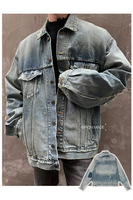 ウォッシング ウェザードデニムデザインのジャケット