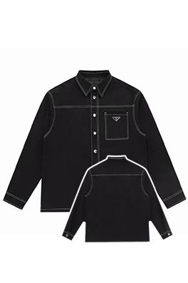 プラダ トライアングルロゴとコントラストステッチのシャツジャケット