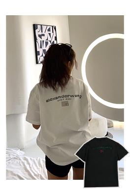 アレキサンダーワン 半袖 Tシャツ カラーキュービックデザイン背中ホットダイヤモンド旗印刷