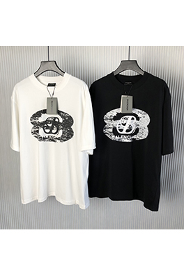 バレンシアガ 早春の新しい白黒プリント半袖Tシャツ