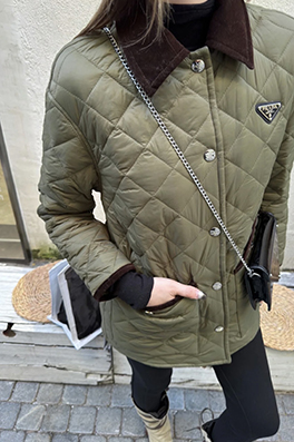 プラダ  ダイヤモンドエンボス 中綿 ロングスリーブコットンコート