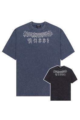 グッチxバレンシアガ ウォッシュヴィンテージ亀裂工芸半袖Tシャツ