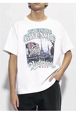 ジバンシイコピー   最新の鉄塔プリントラウンドネック半袖Tシャツ