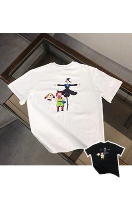 ロエベコピー   プリントクラフトパターンロゴラウンドネック半袖Tシャツ