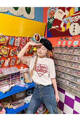 ルイヴィトン   春の新しい愛のハートニット半袖Tシャツ