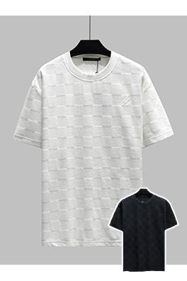 ルイヴィトンコピー   ジャカード柄の定番チェック柄半袖Tシャツ