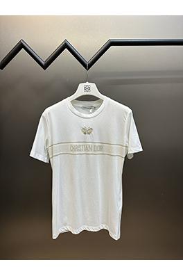 ディオールスーパーコピー   ゴールデンバタフライジャカード刺繍半袖Tシャツ