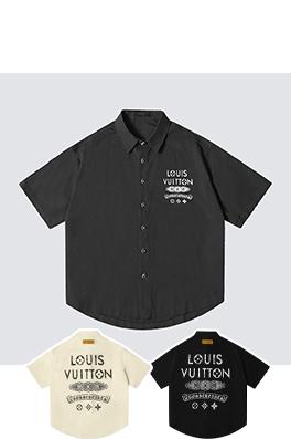 ルイヴィトン X クロムハーツコピー  ロゴアルファベットコラボプリント半袖シャツ