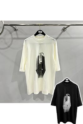 リックオウエンスコピー   サブライン プリント5分半袖ゆったりサイズTシャツ