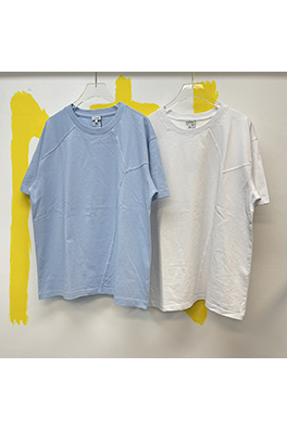 ロエベ  幾何学的なラインデザインルーズラウンドネック半袖Tシャツ