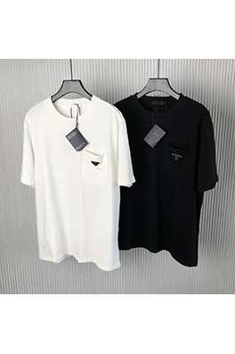 プラダ 新しいポケット逆三角鉄ブランド半袖Tシャツ