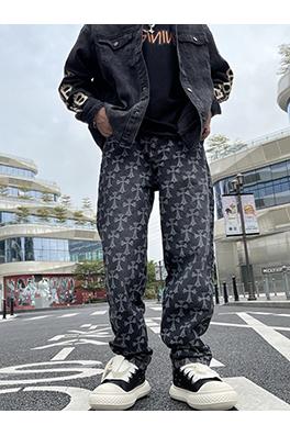 クロムハーツ 両面にロゴが印刷されたジャカードジーンズ
