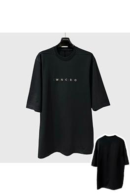 リックオウエンス  メンズOWENSCARGO刺繍ラウンドネックルーズフィットニット5分半袖Tシャツ
