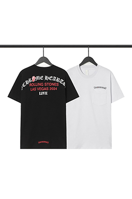 クロムハーツサンスクリットローリングストーン小さな舌赤LasVegasネック半袖Tシャツ