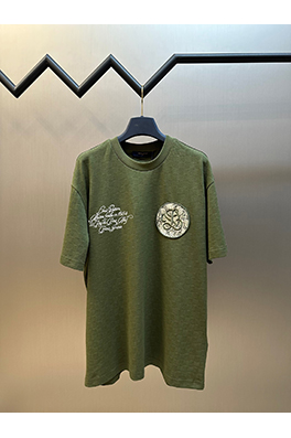 ルイヴィトン グリーンチェック柄ラウンドネックTシャツ