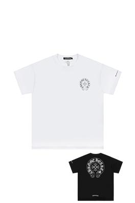 クロムハーツホワイトシルバーメッキ立体プリント半袖シャツ